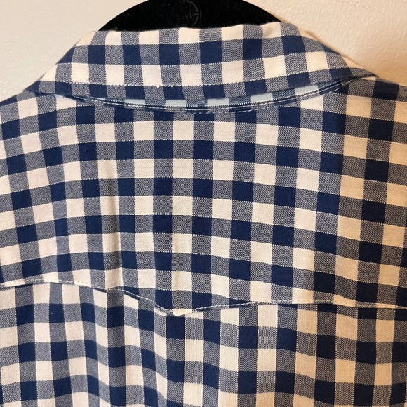 LRL Lauren Jeans Co Womens Navy White Gingham Button Down Collared Shirt 1XL - Picture 13 of 15